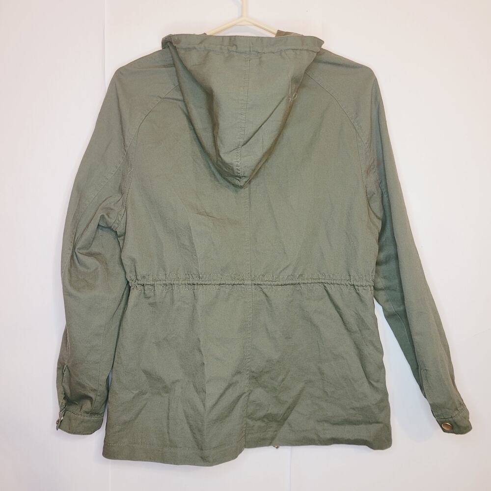 Miss London army green cargo utility hooded jacket Size Med Gorpcore Fisherman - Picture 2 of 8